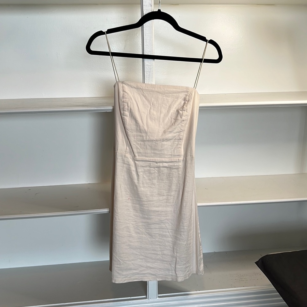 UO Linen Ivory Mini Dress - US 12